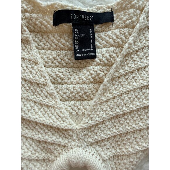 Forever 21 Cream Distressed Knit Midi Dress Crochet cutout - Picture 3 of 9